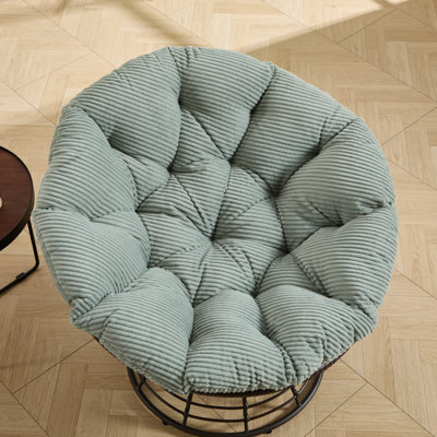 Modern Ergonomic Accent Chair, Steel Frame With Thick Cushion For Living Room & Outdoor, 360° Swivel