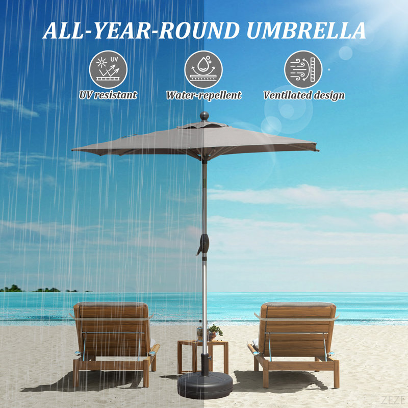 Rectangle Patio Umbrella With Crank Lift And Tilt Function(Base Not Included)
