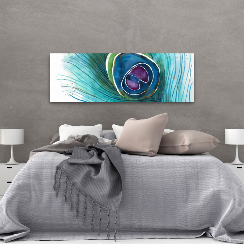 Plume de paon, art sur toile romantique, H 60 po x l 20 po