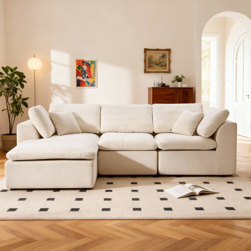 Canapé modulaire confortable en tissu chenille et canapé modulaire confortable en L