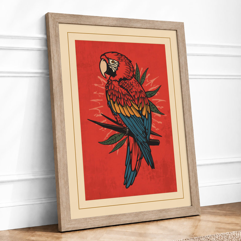 Macaw On Branch Botanical - Print, Oak, A3 - 42.0 x 29.7 cm