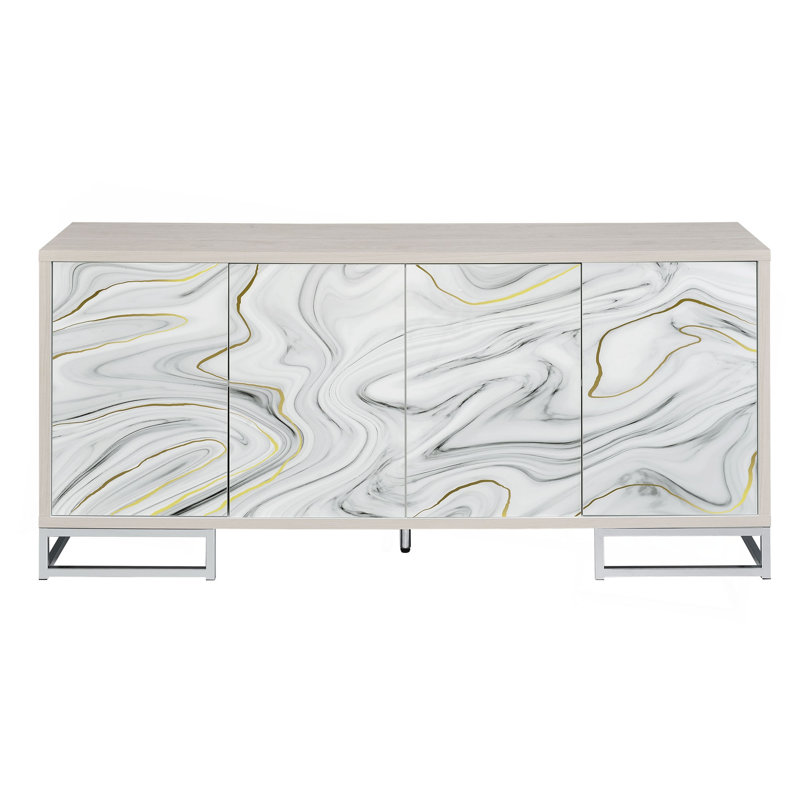 Armoire console Panos White Marcle Paint & Chrome