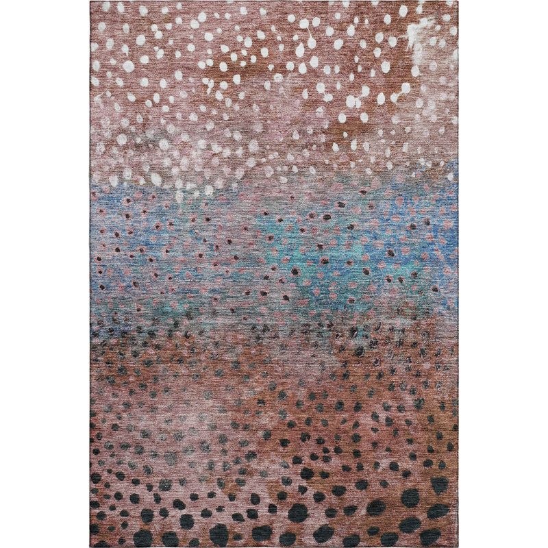 Premium Machine Washable Christina AMF1074 Circles Rug, Rectangle 9' x 12'