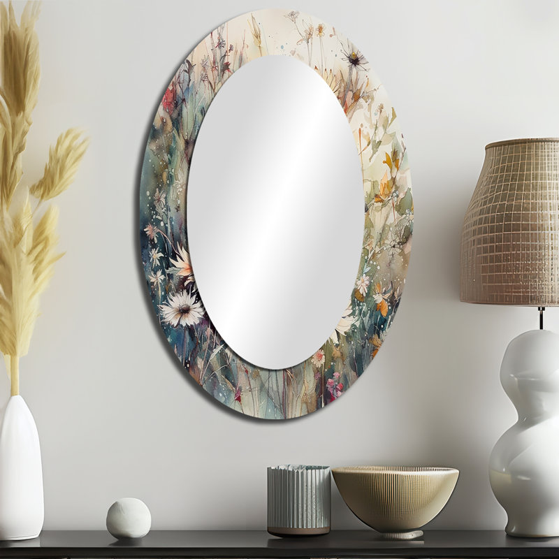 Miroir mural orange, vert, marguerite et tranquillité, 36 po x 24 po