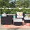 Ensemble de mobilier d'extérieur en rotin 4 pièces Convene
