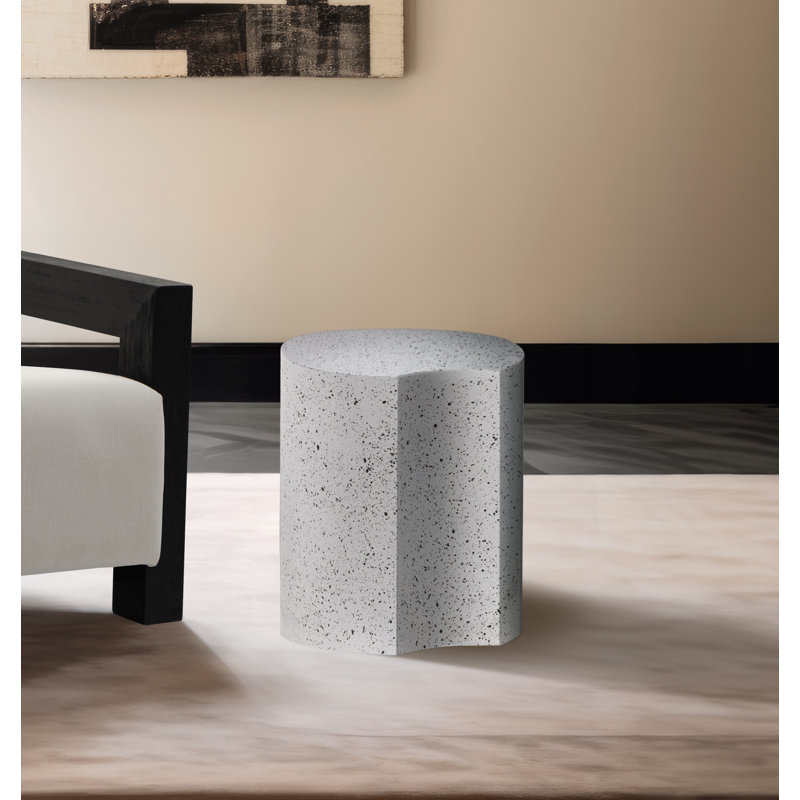 Table de bout Hylie, Blanc / blanc terrazo, H 18 po x l 16 po x P 16 po
