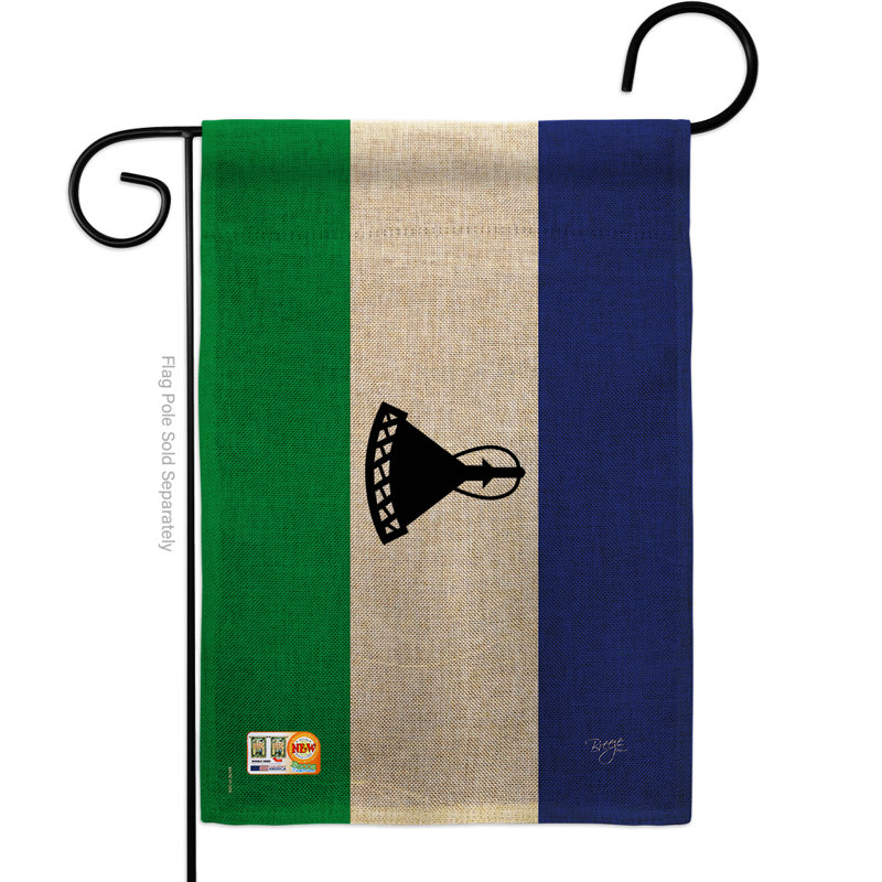 Polyester 18,5 x 13 po à 2 côtés du lesotho drapeau de jardin