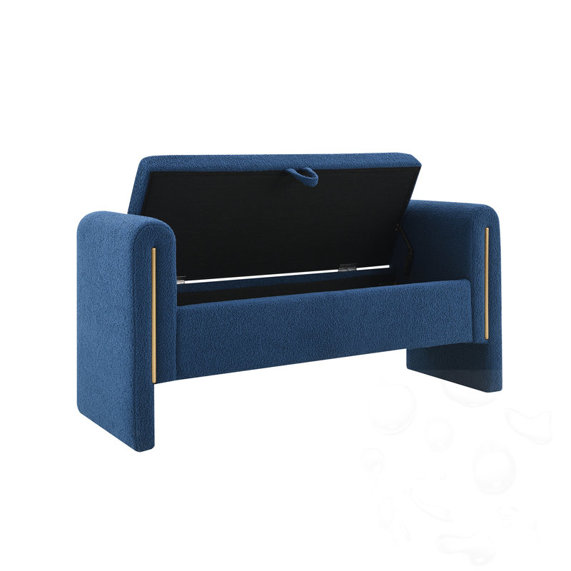 Banc rembourré avec accoudoirs et rangement, Marine