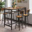 Ensemble de table de bar 36 pouces avec 4 tabourets, comptoir de cuisine compact, plateau en panneau de fibres à densité moyenne brun chaud, structure en acier noir, 5 pièces pour les petits espaces