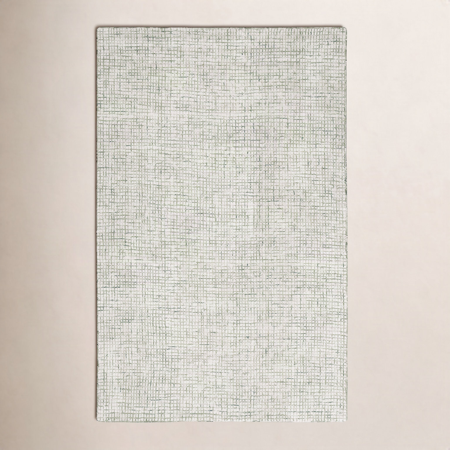 Rowe Ivory Green Hand-Tufted Abstract Rug, Rectangle 4' x 6'