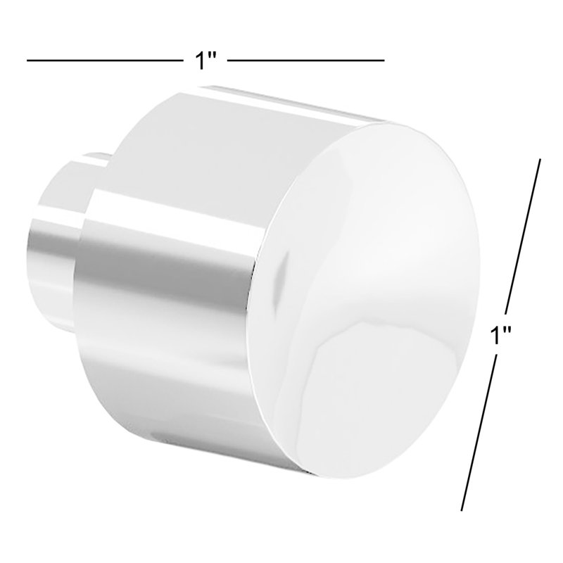 1" Diameter Round Knob, Polished Chrome, 1"