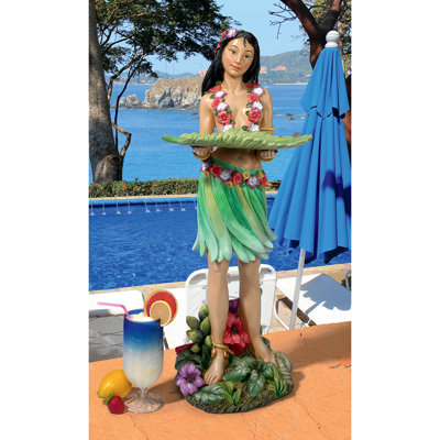 Statue de table de service wahine hawaii hula