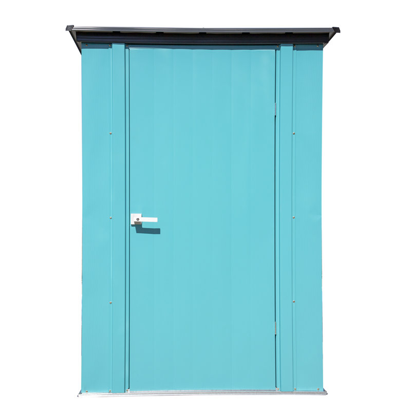 Teal Metal Patio Shed with Tall Walls and Wide Door