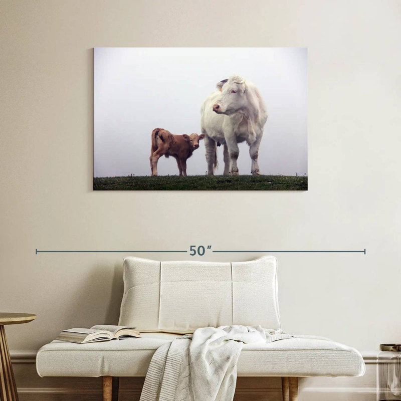 Brampt, mère et bébé vache, H 26 po x l 39 po