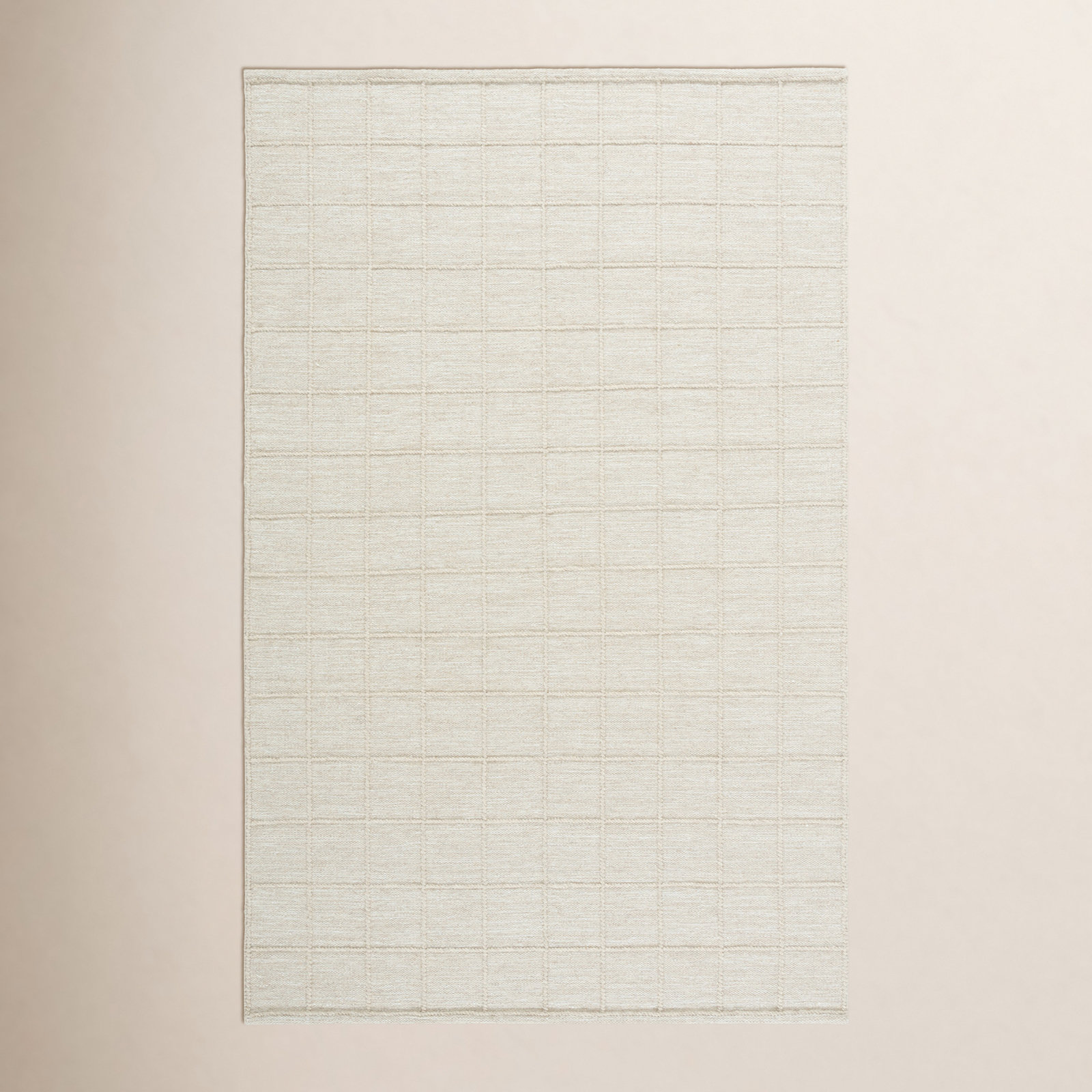 Beige Hand-Woven Geometric Wool Rug, Rectangle 9' x 12'