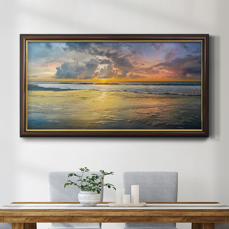 " Harbor Point ", 25" H x 45" W x 2.5" D, Walnut with Gold Trim Frame