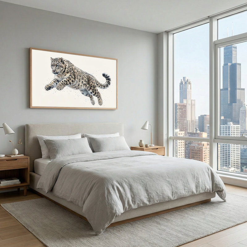 «Snow Leopard», ensemble de reproductions d'art sur toile encadrées de 1 48 po x 24 po, 48 x 24 pouces