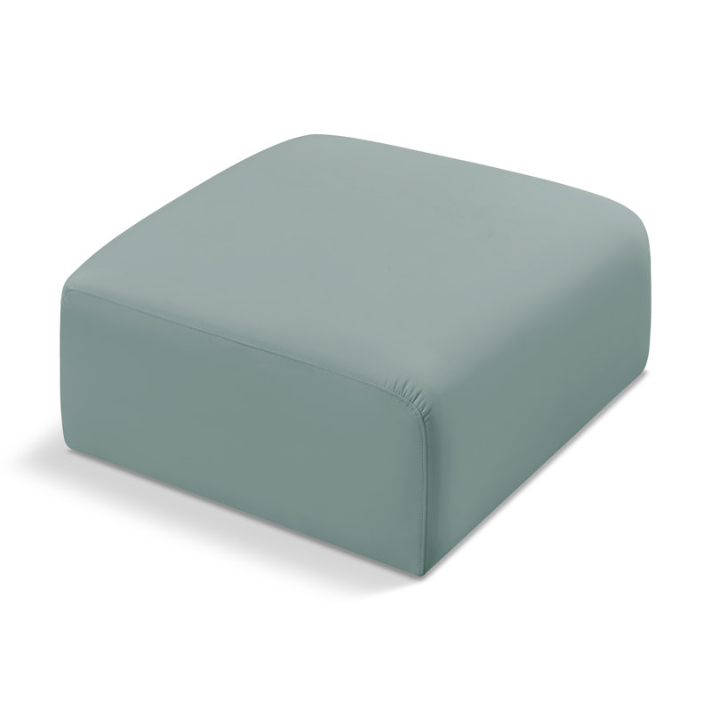 Hristea Upholstered Ottoman, Mint Vegan Leather