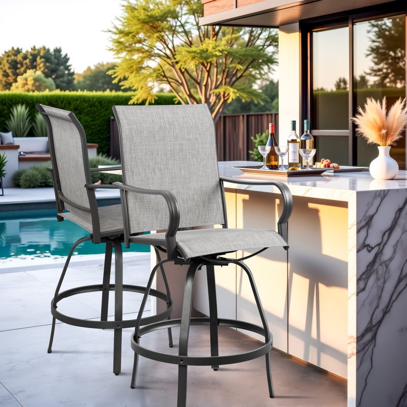 Chaises de bar pivotantes pour patio, Gris clair