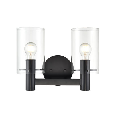 Breakwater Bay Ahmaud 2 Light Vanity with Clear Glass Shade
