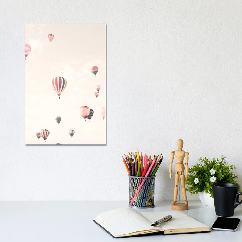 Soft Hot Air Balloons by Caroline Mint - Wrapped Canvas Painting, 20.32 cm H x 30.48 cm W