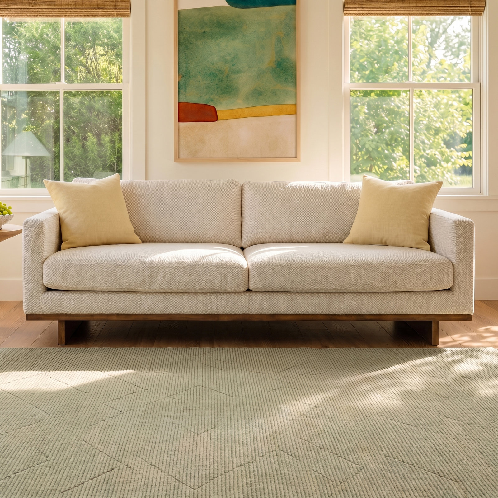 Menades 84'' Upholstered Sofa, Irving Taupe, Antique Cocoa