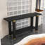Console moderne minimaliste avec pieds en bois massif, accents métalliques et tablette inférieure-1550603596