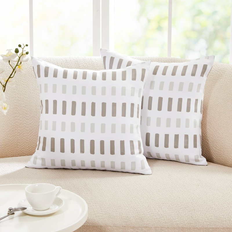 Housses de coussin décoratif à imprimé de blocs de couleur (ensemble de 2, sans insert), 18 po x 18 po, Kaki
