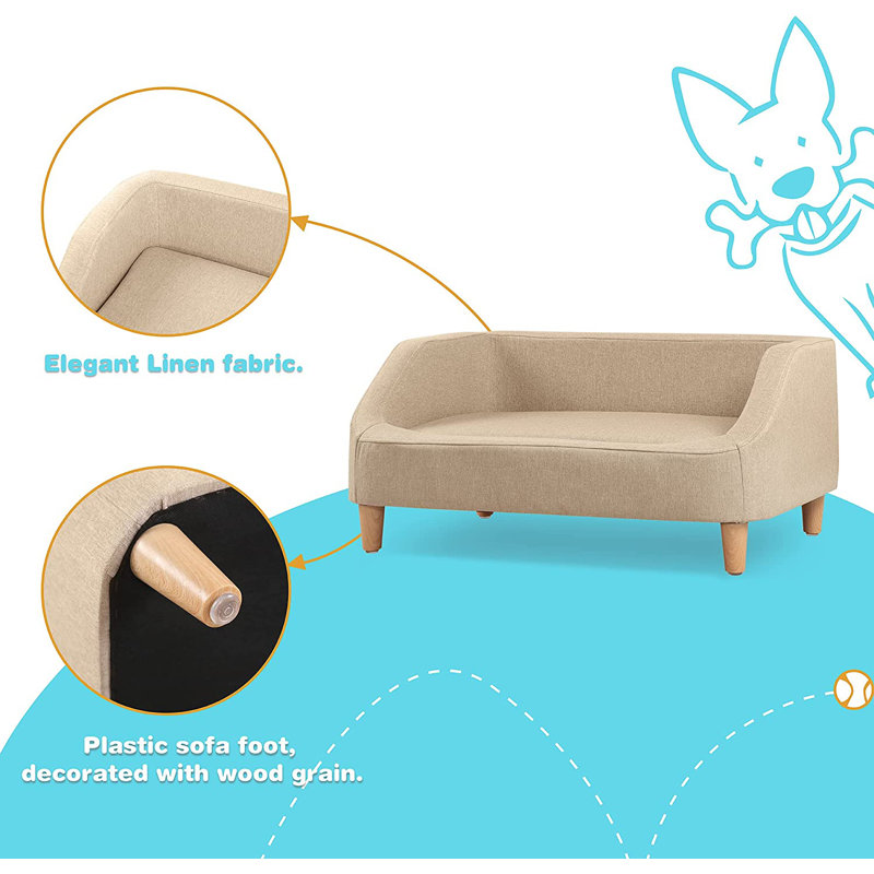 Canapé pour chien avec coussin amovible, Jaune
