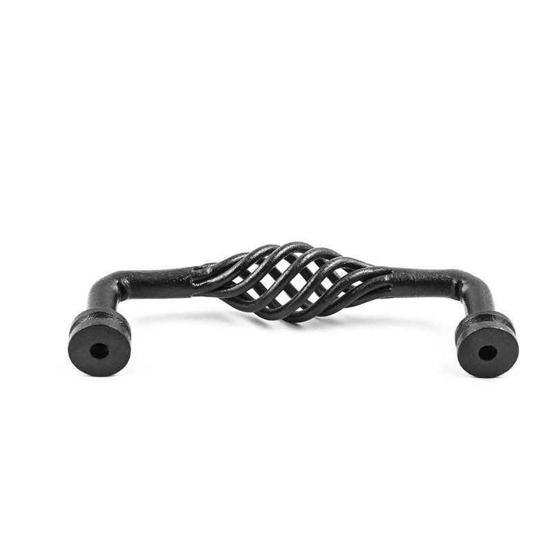 Black Wrought Iron Birdcage Cabinet Pulls with Mounting Hardware