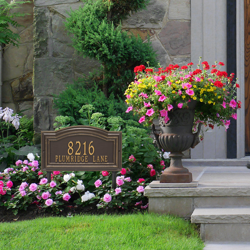 Signature Series 2-Line Lawn Address Sign, Bronze, Gold, Yes