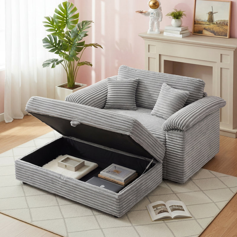Fauteuil 47,24 po Corduroy, Gris