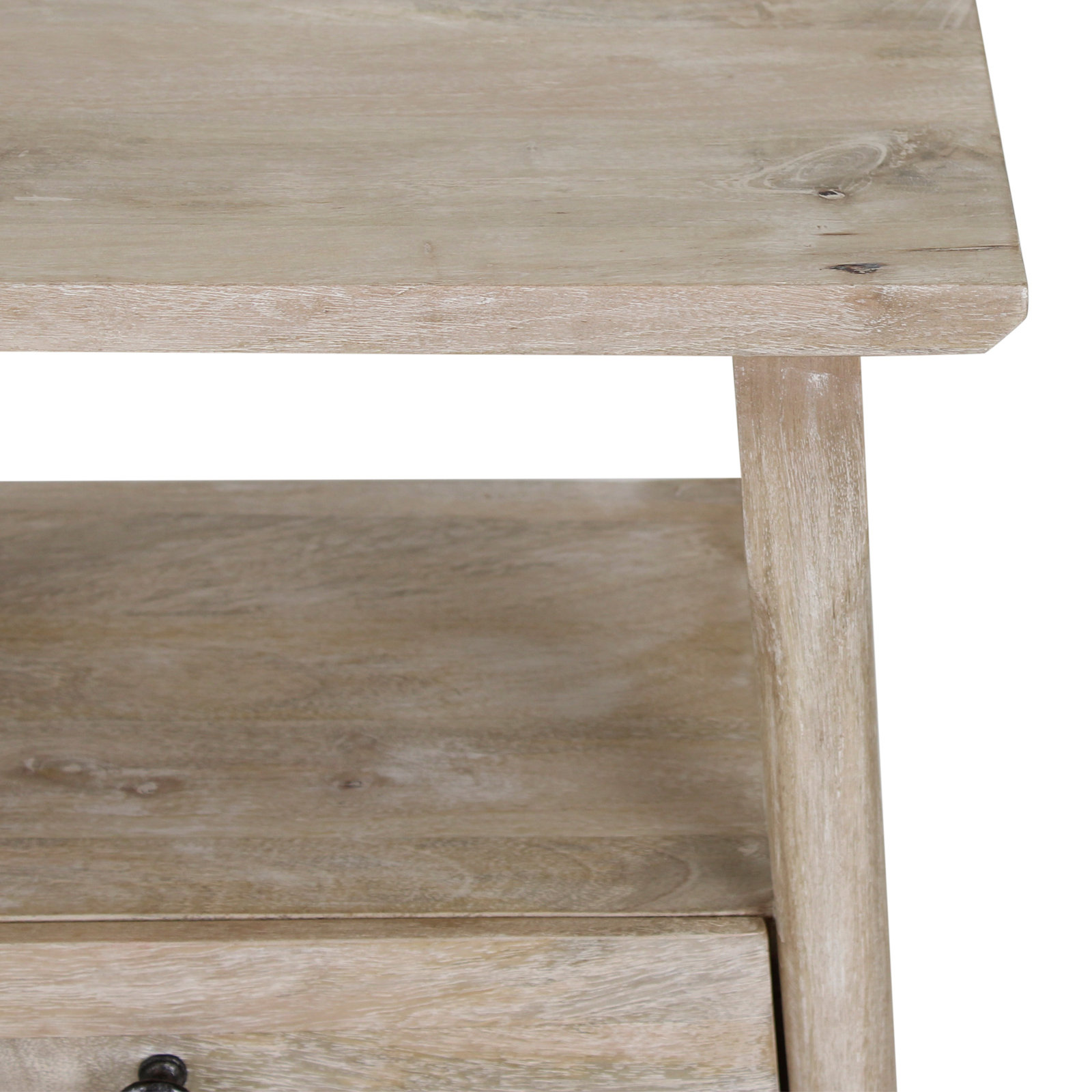 Akio 1 - Drawer Solid Wood Nightstand, Beige
