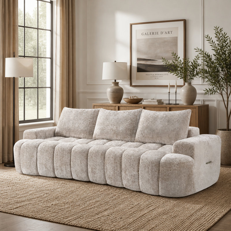 Canapé modulaire moderne surdimensionné incurvé avec tissu bouclé en forme de nuage et mousse haute résilience pour le salon