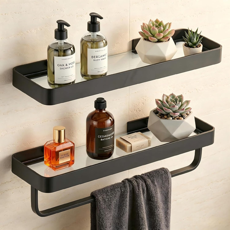 Étagère de salle de bain Étagère de salle de bain avec tablettes en verre noir