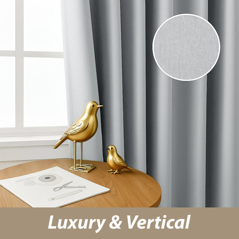Linen Blend Blackout Curtain Panel Pair