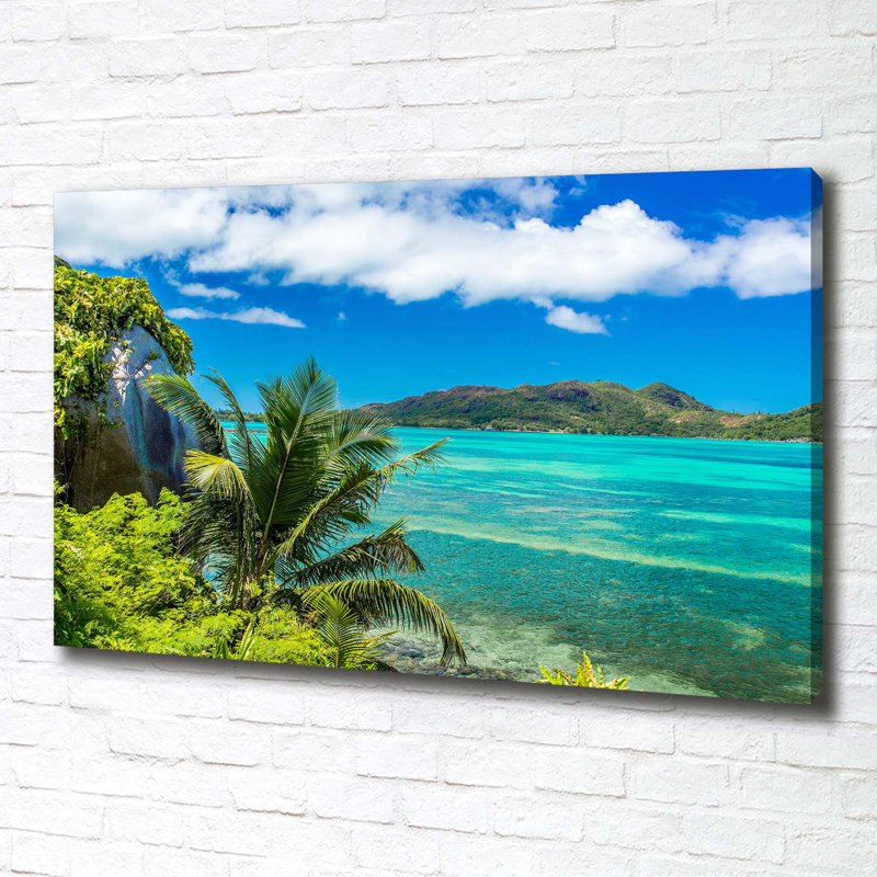 Seychelles Coast - No Frame Print on Glass, 70cm H x 100cm W x 2cm D, Canvas