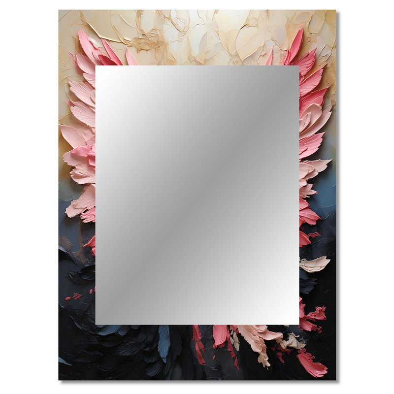 Ailes d'ange roses et dorées - miroir spirales abstraites, miroir mural décoratif rose, impression d'art en métal
