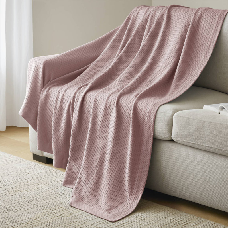 100% Certified Egyptian Cotton Blanket, Twin, Rose