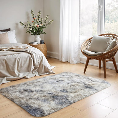 Tapis à poils longs 2X3 ultra doux - texture veloutée élevée, lavable à la machine, envers antidérapant