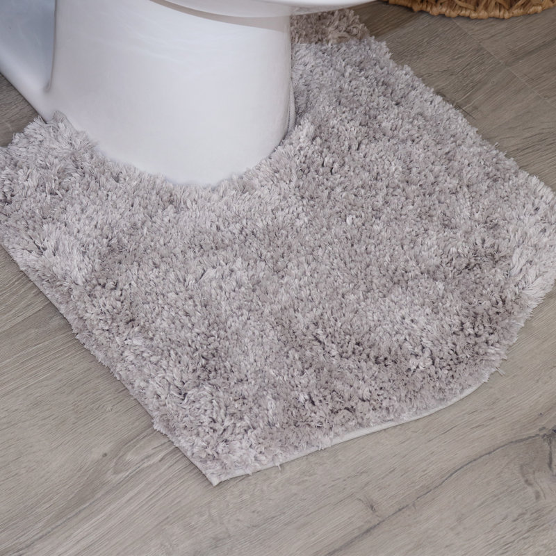 Luxury Toilet Rugs U-Shaped 20x20, Extra Soft and Absorbent Microfiber Bathroom Rugs, Non-Slip Plush Shaggy Bath Mat, Machine Wash Dry, Contour Bathroom Mats for Toilet Base, Grey