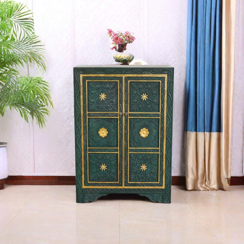 Southeast Asian style solid wood accent cabinet