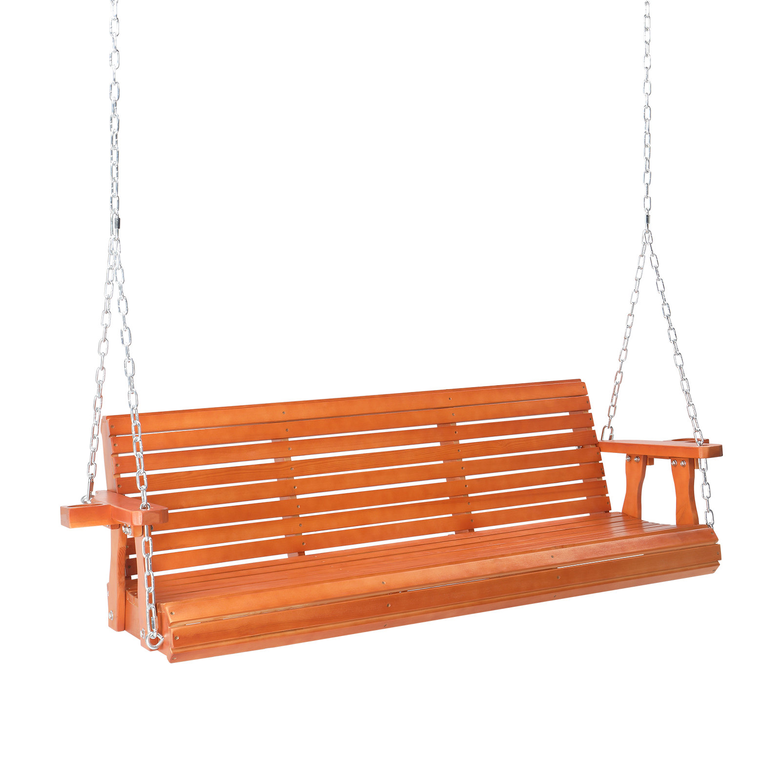 Winston Porter Person Solid Wood Porch Swing with Cup Holder