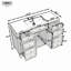 Meuble-lavabo autoportant avec lavabo intégré, 6 tiroirs et 2 portes à fermeture en douceur-133413745