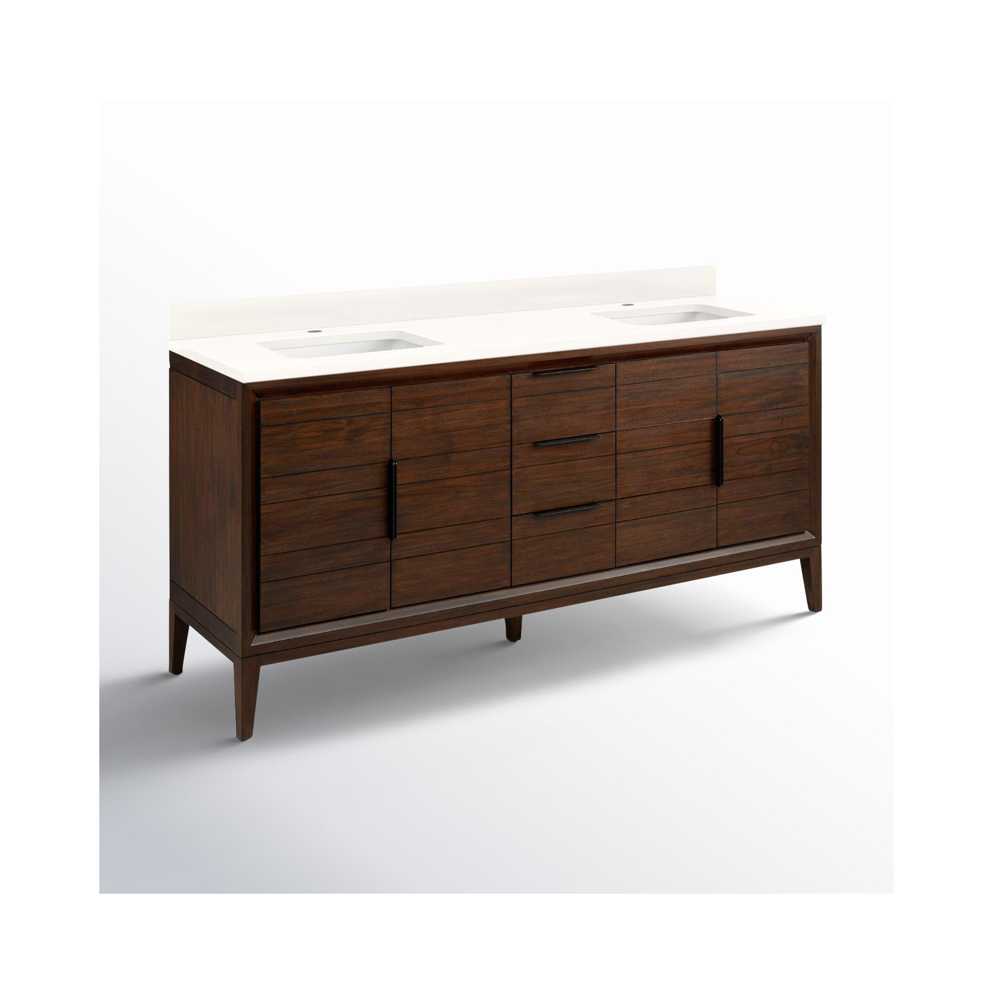 Aliso 72" Double Bathroom Vanity, Java, Arctic White Quartz, Single-Hole Centered
