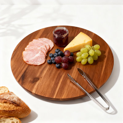21" Acacia Wood Turntable Organizer | Lazy Susan for Table Top, Cabinet or Pantry | Wooden Rotating Tray for Kitchen Countertop, Durable, Easy to Clean, No Assembly Needed