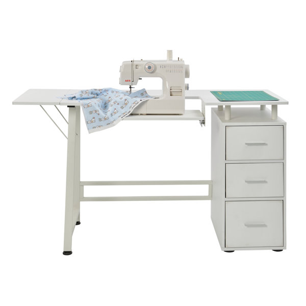 Inbox Zero Leiknir 145Cm x 60Cm Sewing Table with Sewing Machine ...