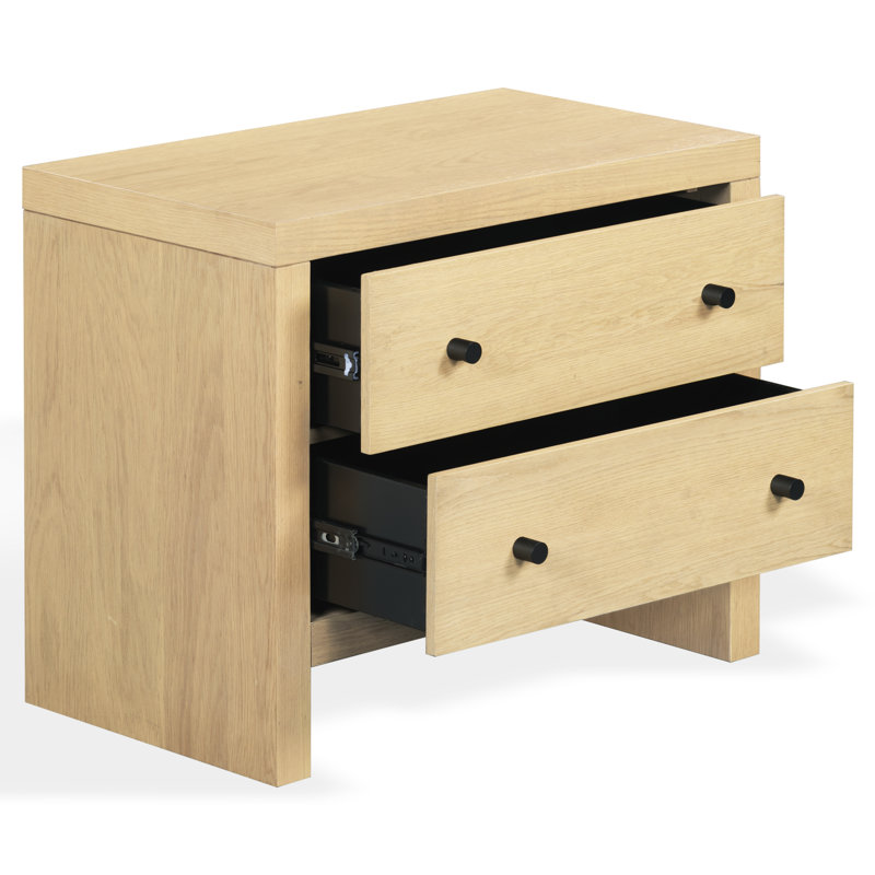 Frederick 2 Drawer Wood Nightstand, Oak