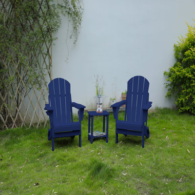 Chaise Adirondack pliante avec table d'appoint, ensemble de 3 chaises Adirondack avec texture en bois