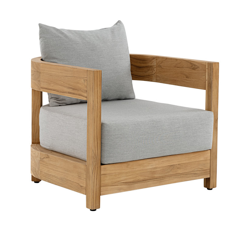 Fauteuil d'extérieur Kempson, toile Sunbrella teck FSC, Gris